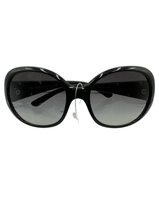 Prada AS IS Black Acetate Oversized butterfly round cc logo Sunglasses