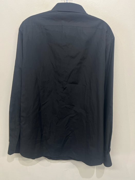 Celine Size 42 Black Cotton Solid Button Down Men's Long Sleeve Shirt