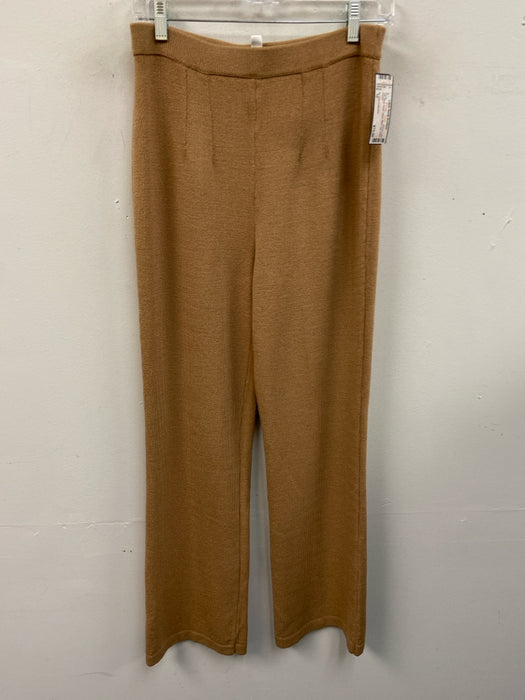 St. John Collection Size 10 Tan Wool Elastic Waist Wide Leg Pants