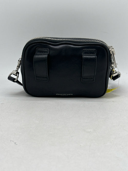 Alexander Wang Black & Silver Leather Zippers Rectangle Crossbody Belt Bag Bag