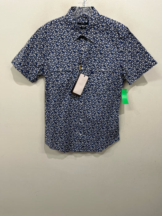Gucci Size 15.5 Blue & Heather Gray Cotton Horsebit Button Up Men's Short Sleeve