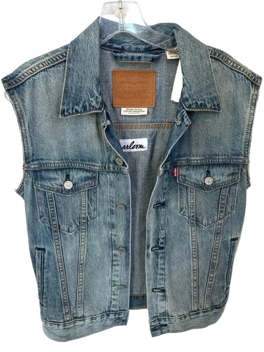 Levi's Size XS Med Wash & Beige Cotton Denim Patchwork Vest