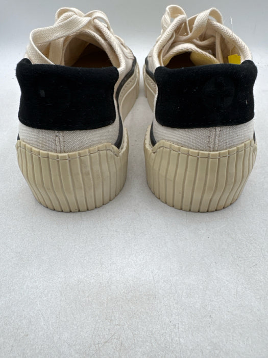 ME+EM Shoe Size 39.5 Cream & Black Canvas Lace Up Low Top Rubber Sole Sneakers