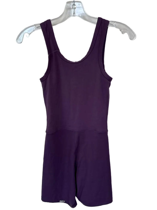 Set Active Size M Dark Purple Nylon Blend Bike Short Athletic Romper