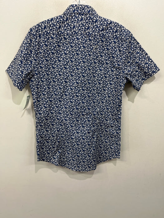 Gucci Size 15.5 Blue & Heather Gray Cotton Horsebit Button Up Men's Short Sleeve