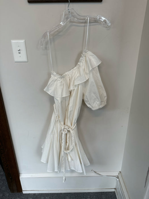 Rhode for Target Size S White Cotton & Rayon Off Shoulder Tie Waist Mini Dress