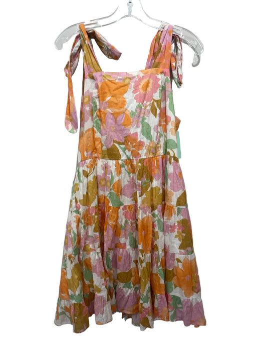 Mille Resort & Travel Size S White, Orange & Multi Print Cotton Floral Dress