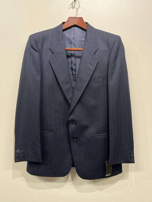 Armani Vintage Navy Wool Striped 2 Button Men's Suit