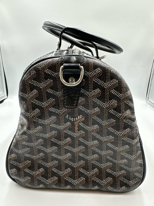 Goyard Black Print Coated Canvas Leather Monogram Top Handle Boston Bag Bag