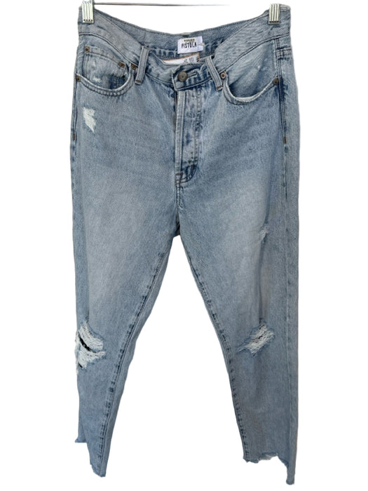 Pistola Size 27 Light Wash Cotton Blend High Waist Distressed Straight Leg Jeans