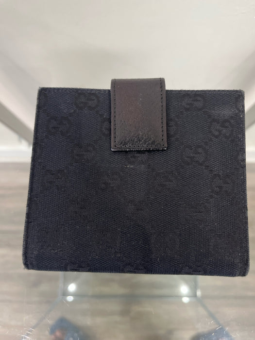 Gucci Black Canvas Guccisima Tri fold silver hardware Wallets