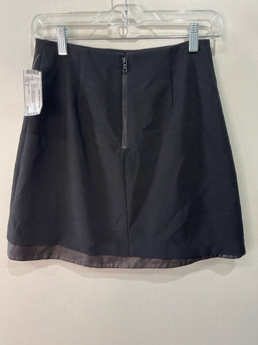 Alice + Olivia Size 2 Black Acetate Blend Mini High Rise Leather Detail Skirt