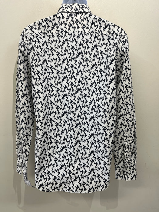 Marni Size 48 White & Black Cotton Abstract Button up Men's Long Sleeve Shirt