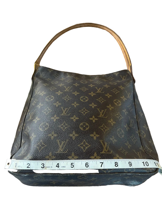 Louis Vuitton Brown Leather Logo Print Top Handle Inside Pocket Bag