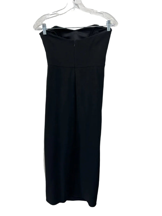 Simkhai Size 2 Black Acetate & Polyester Strapless Cowl Neck Gathered Midi Dress