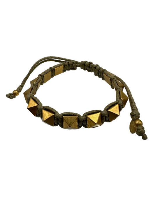 Valentino Sage green Hemp Gold Studs Adjustable Bracelet