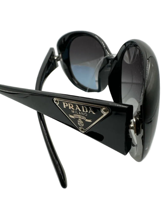 Prada AS IS Black Acetate Oversized butterfly round cc logo Sunglasses