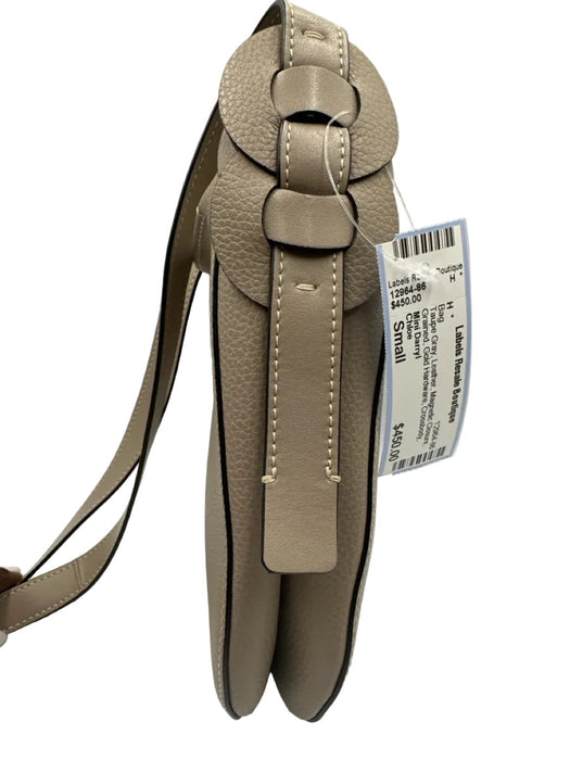 Chloe Taupe Gray Leather Magnetic Closure Grained Gold Hardware Crossbody Bag