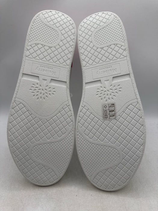 Mulberry Shoe Size 40 White & Pink Leather Color Block Lace Up Low Top Sneakers