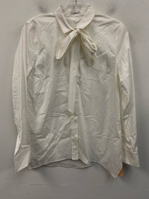 Brunello Cucinelli Size Est Small White Long Sleeve Button Front Collar Top
