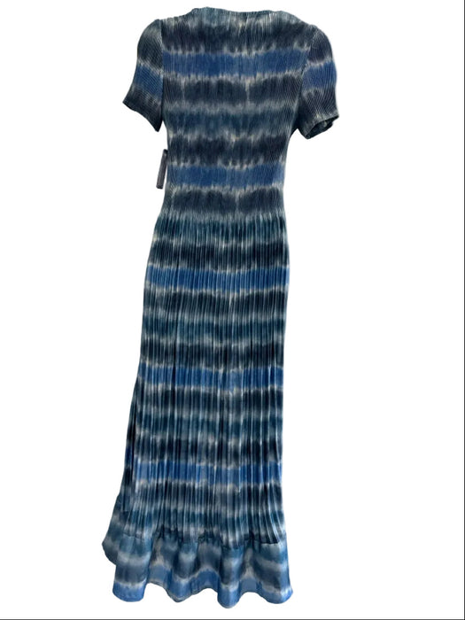 Leo & Ugo Size 1/S Black & White Polyester Short Sleeve Tie Dye Flare Hem Dress