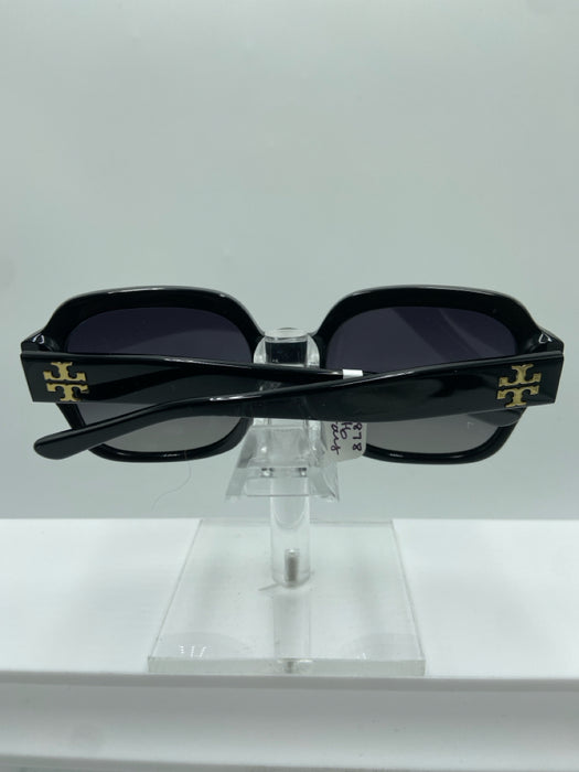 Tory Burch Black Acetate Square Frame Gradient Lens Black Lens Sunglasses