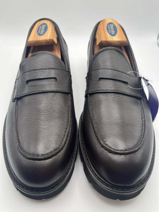 Vince Shoe Size 9 Like New Dark Brown Leather Solid Stacked Heel Dress Shoes