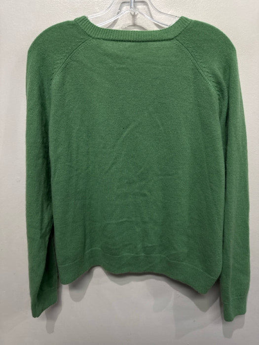 Doen Size XXL Green Cashmere Long Sleeve Round Neck Button Front Cardigan