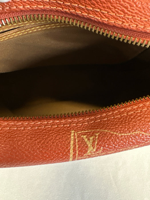 Louis Vuitton Red & Tan Leather Coated Canvas Monogram Shoulder Bag Bag