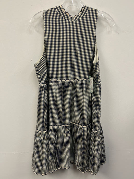 Pomander Place Size M Blue & Beige Rayon Blend Tie Back Gingham Above Knee Dress