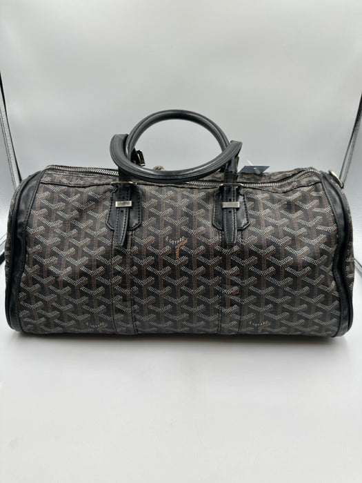 Goyard Black Print Coated Canvas Leather Monogram Top Handle Boston Bag Bag