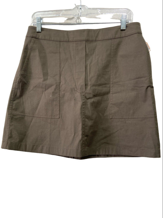 Theory Size L Dark Olive Green Cotton Elastic Waist Pockets Mini Skirt
