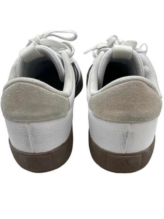 Adidas Shoe Size 11 White, Black, Beige Leather Upper Lace Up Striped Sneakers