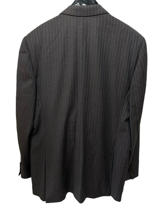 Canali Brown & White Wool Blend Striped 2 Button Men's Suit