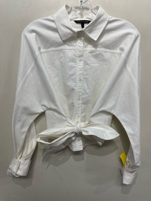 Marissa Webb Size Large White Cotton Long Sleeve Button Front Collar Top
