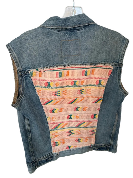 Levi's Size XS Med Wash & Beige Cotton Denim Patchwork Vest
