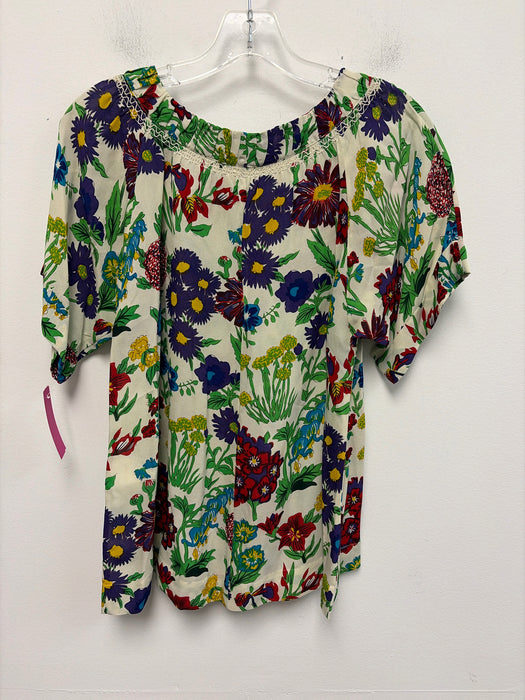 See By Chloe Size 2 White, Green & Multi Viscose Blend floral print Top