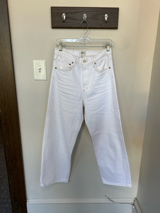 Agolde Size 27 Ivory Organic Cotton High Waist Wide Leg Jeans