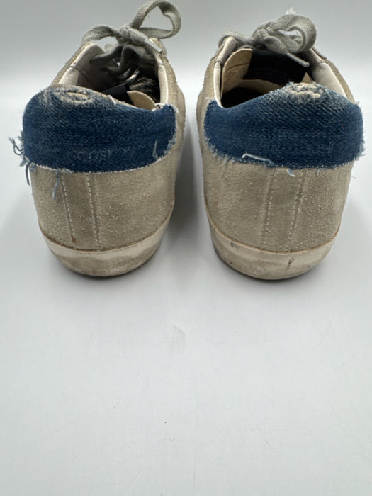 Golden Goose Shoe Size 39 Gray & Blue Suede Snake Print Low Top Lace Up Sneakers