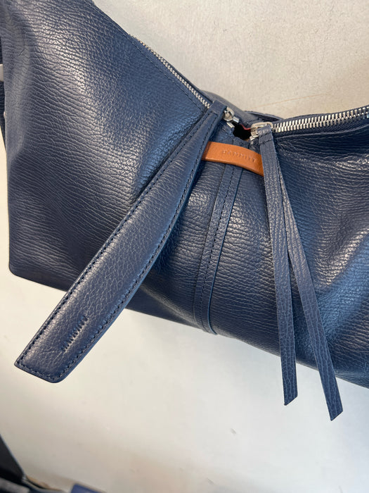 Hammitt Blue Leather Silver Hardware Zip Close Suede Lining Bag