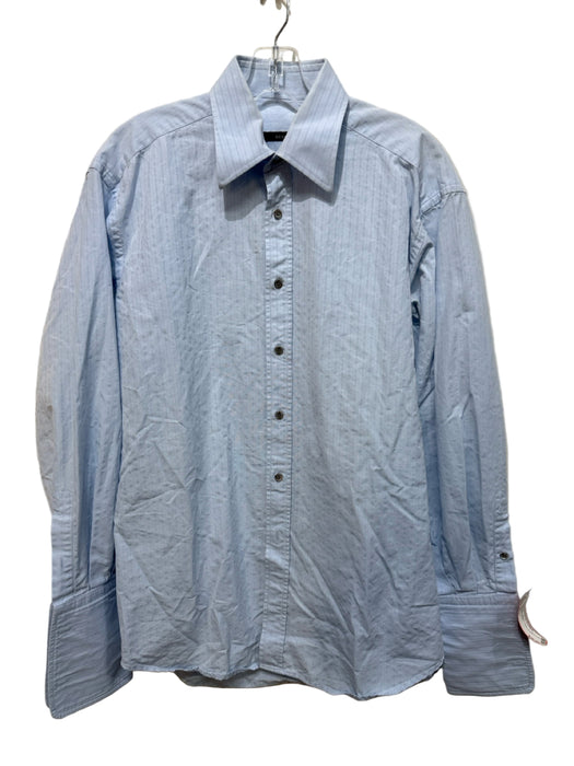 Gucci Size 15.5 Blue Cotton Striped Button Down Men's Long Sleeve Shirt