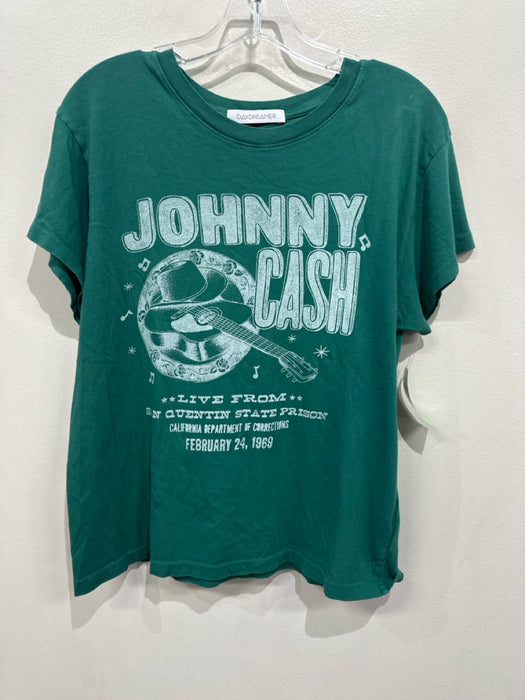 Daydreamer Size M Green & White Cotton Crew Neck T Shirt Top