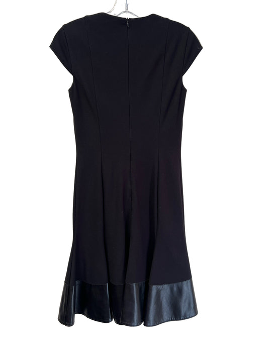 Akris Punto Size 4 Black Viscose Blend Crewneck Back Zip Cap Sleeve Dress
