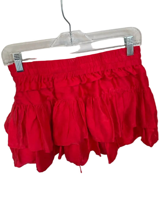 Shug! Size S Red Silk Ruffle Mini Skort