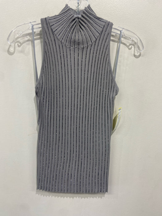 AS by DF Size XS Gray & Black Rayon Blend Ribbed Knit Mock Neck Racerback Top