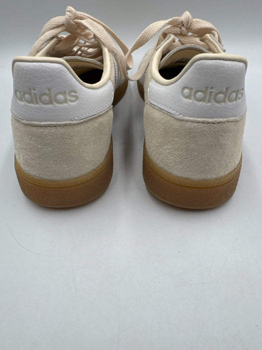Adidas Shoe Size est 9 Cream White Leather Upper Suede T Toe Low Top Sneakers
