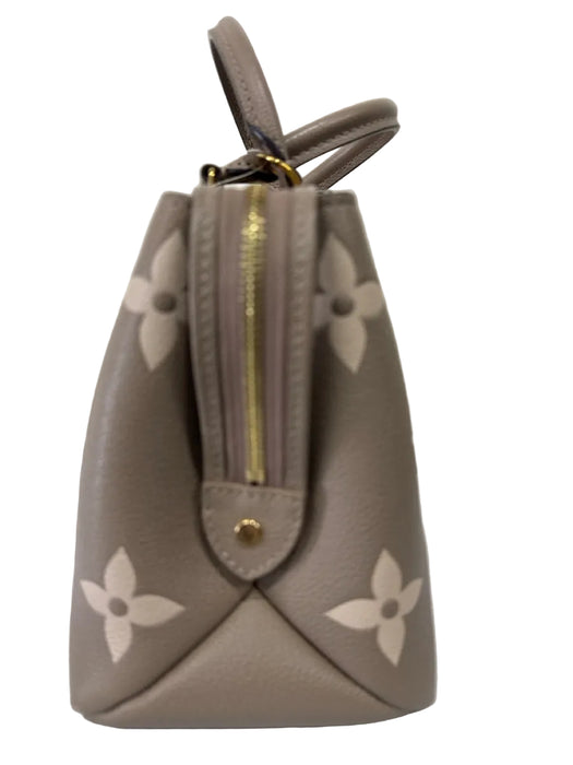 Louis Vuitton Beige & Taupe Leather Monogram Top Handles Embossed Bag