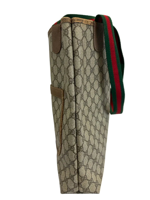 Gucci Beige & Brown Coated Canvas Web Stripe Guccissima Tote Bag