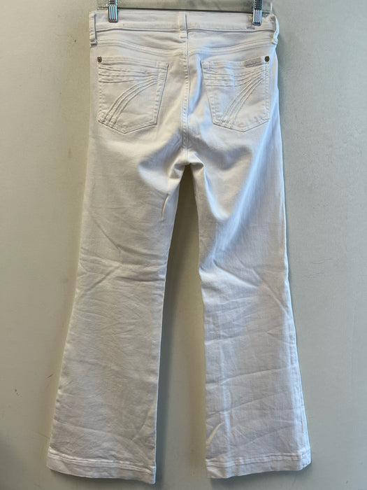 7 For All Mankind Size 28 White High Rise 5 Pocket Zip Fly Wide Leg Jeans
