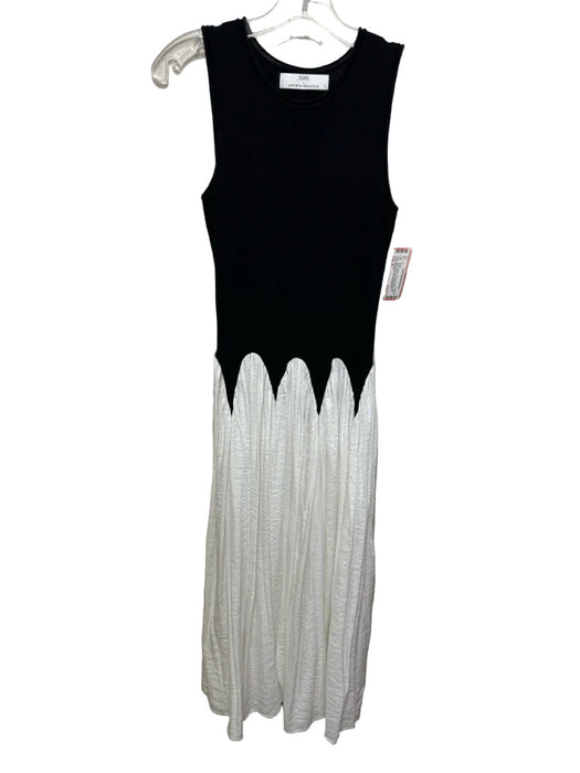 Siempre Size S Black & White Viscose & Nylon Fabric Block Sleeveless Dress